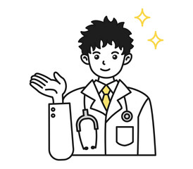 白衣を着た男性の医師のアバター用イラスト素材