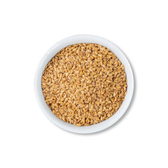 Linseed on a bowl isolated over white background