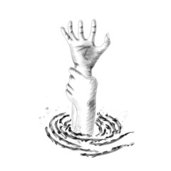 a hand of a person stuck in mud