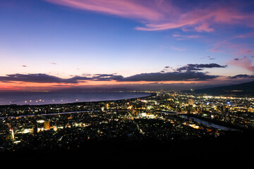 Fototapeta premium 静岡県沼津市 香貫山公園からの夕暮れ