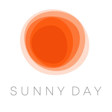 Sunny day, abstract sun, vector logo template, round orange shapes with company name on white background.