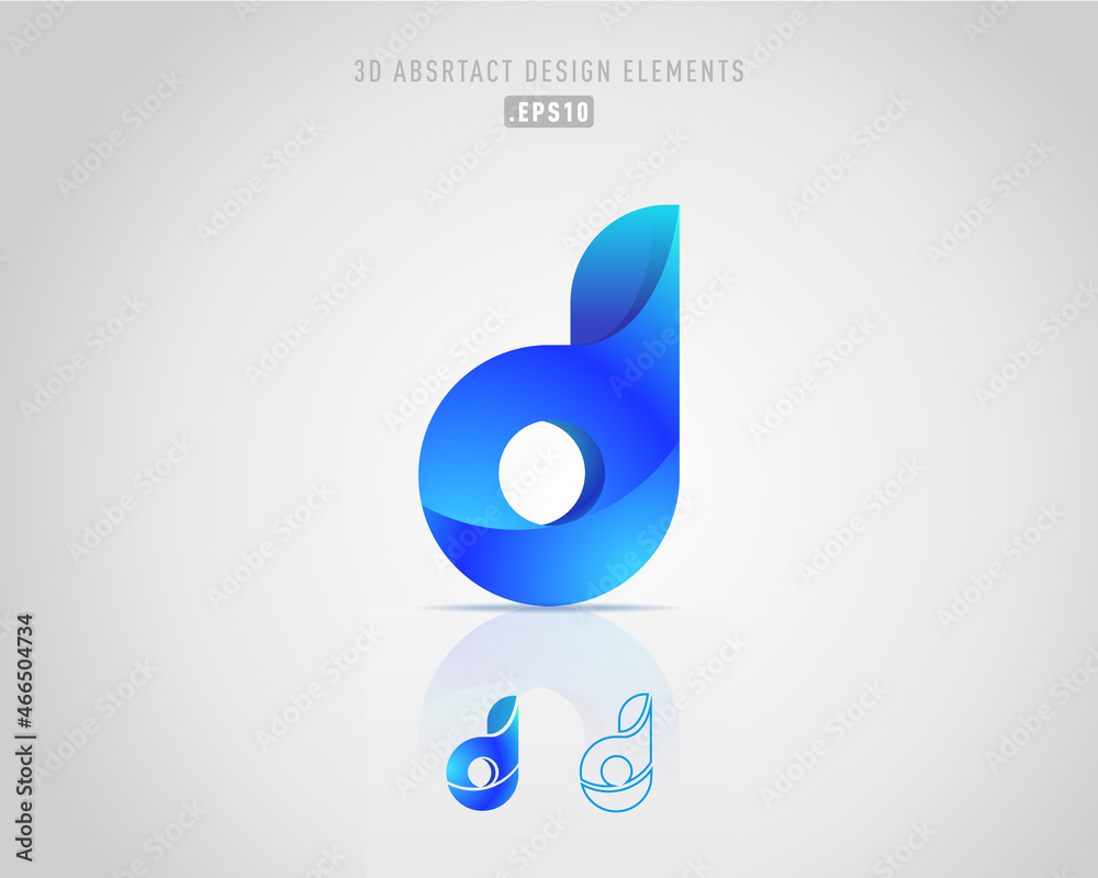 Poster Vector abstract, origami style colorful blue gradient unique and handmade idea logo template with the letters b. Modern networking flat material design elements 3D.