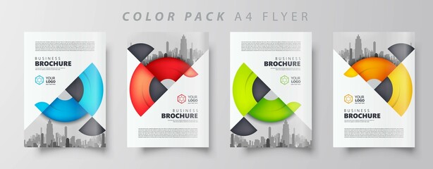 Flyer brochure Circles theme design template set color cover, creative leaflet size A4