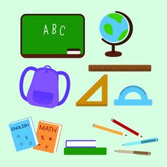 School Learn Study Vector Design Illustration Set