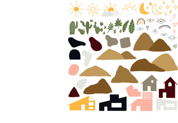 Minimalist House Building City Vector Design Illustration Set