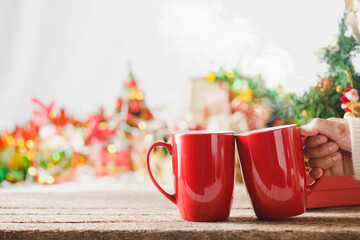 Couple cup with Christmas celebration