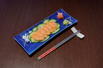 sushi on bamboo mat