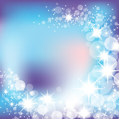 Fototapeta na wymiar Abstract blue Christmas and New Year background, lights and sparkles festive border