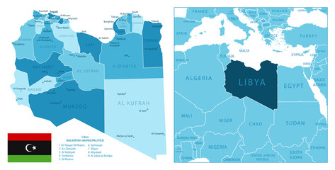 Libya - highly detailed blue map.