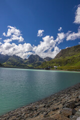 Silvretta mountain lake in Austria in Alps