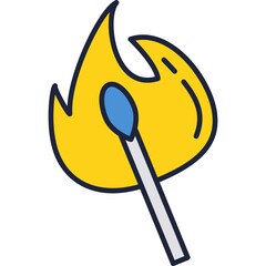 Match icon flat vector matchstick burning isolated