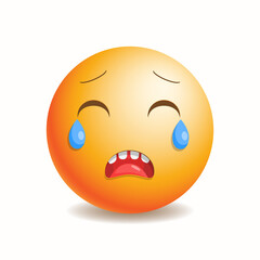 Emoji emoticon sad with closed eyes and tears.