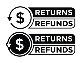 refunds and returns, dollar symbol, vector illustration 