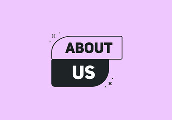 about us text web button. colorful web button icon label. company banner about us