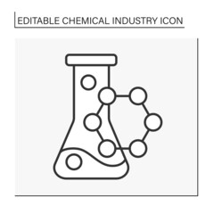  Inorganic chemistry line icon.Researching of properties and behavior of metals, minerals, and organometallic compounds. Chemical industry concept. Isolated vector illustration. Editable stroke
