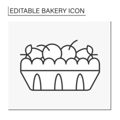  Baking line icon. Tart dessert. Baked dish.Shortcrust pastry with fruit-based filling. Bakery concept. Isolated vector illustration.Editable stroke