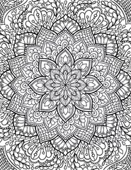 Foto auf Acrylglas Mandala Ornamental mandala adult coloring book page. Zentangle style coloring page. Arabic, Indian ornament.