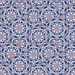 Vector seamless background. Endless colorful floral texture. Use for wallpaper, textile, book cover, clothes. In blue and rose colors