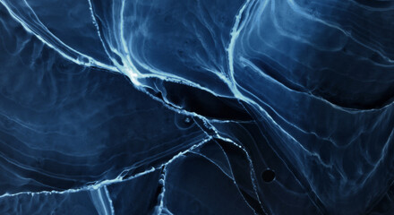 Abstract blue electric wave on black technology background. Neon light paint in water, acrylic explosion, fluid liquid art