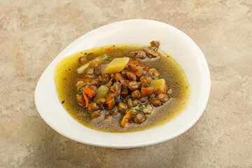 Lentil soup with chicken and vegetables