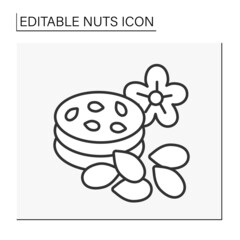 Flax seeds line icon. Healthy pancakes with natural ingredients. Nuts concept. Isolated vector illustration. Editable stroke