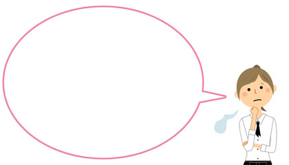 ため息をつくカフェスタッフ　ふき出し