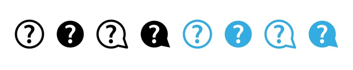 Question mark sign. Faq logo. Question icon vector set. Ask help mark. Ask help to answer isolated symbol.