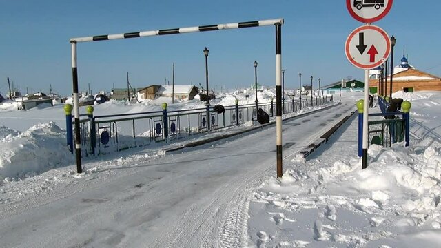 Chukotka, Russia. - 13 April 2013: Church on the way to the Anadyr airport and an abandoned village. Road through township Coal Mines to ghost town Gudym. Former secret military base in far north.