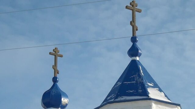 Chukotka, Russia. - 13 April 2013: Church on the way to the Anadyr airport and an abandoned village. Road through township Coal Mines to ghost town Gudym. Former secret military base in far north.