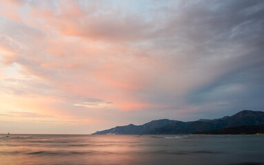 Fototapeta na wymiar The Gulf of Saint Florent Corsica France at sunset . holiday destination ..