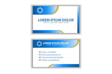 Modern business card design, with layout in rectangular size. blue and gold gradient pattern