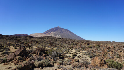 Fototapeta na wymiar A view of volcano Teide in Teide National Park on a sunny november day in Tenerife, Canary Islands, Spain