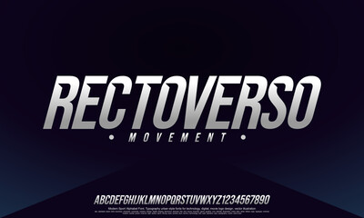 Modern Font Alphabet Condensed Narrow Italic and Number. Typography urban style fonts for technology, digital, movie logo design. vector illustration 