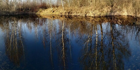 Summer fishing on the Desna river, beautiful panorama.