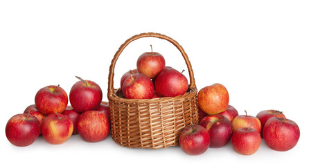 Fototapeta na wymiar Red apples in a basket on a white background