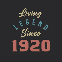 Fototapeta na wymiar Living Legend since 1920, Born in 1920 vintage design vector