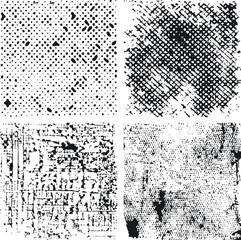 Grunge damaged square backgrounds vintage graphic effect. Aged texture set isolated vector. © Adrian