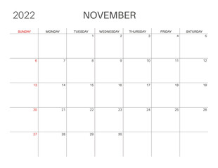 Calendar template for planners. Calendar 2022.
