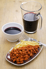 Zorza Gallega is pork minced meat dish mixed with spices before becoming chorizos. Spanish Galician cuisine
