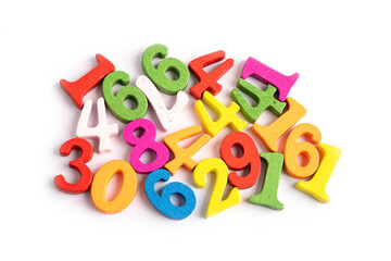 Fototapeta premium Math number colorful on white background, education study mathematics learning teach concept.