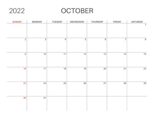 Calendar template for planners. Calendar 2022.