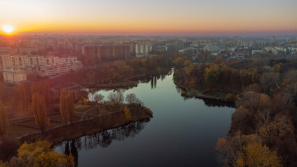 sunset over the river