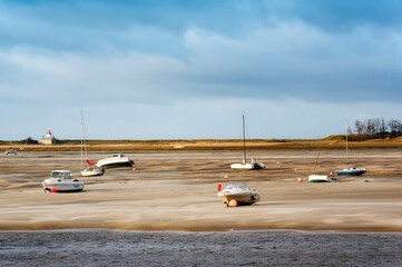Obraz premium Bay of Sienne and Agon lighthouse in Cotentin coast