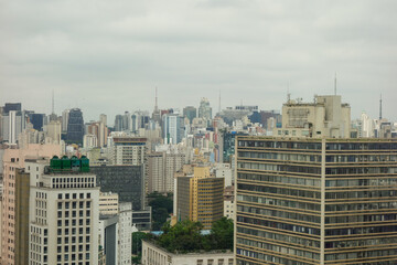Sao Paulo cityscape, panoramic aerial view. Skyscrapers of big metropolis