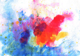 Watercolor background with colored spots.