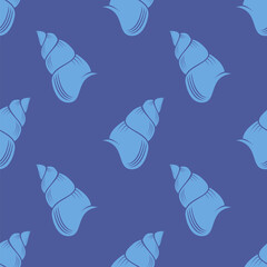 Animal Icon. Snail Logo Isolated on Blue Background. Seamless Pattern
