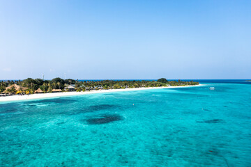 Naklejka na ściany i meble Aerial view, Kuredu with beaches and Palmtrees, Lhaviyani Atoll, Maldives, Indian Ocean, Asia
