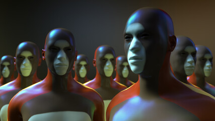 3D render. Humanoid figures and sicifi scene