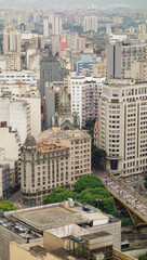 Sao Paulo cityscape, panoramic aerial. Santa Ifigenia viaduct view