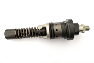 Fuel pump for car isolated on white background. New spare parts.